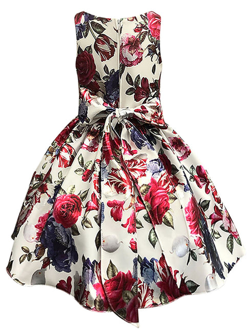 Petite Adele Big Girls Ivory Silver Floral Sleeveless Flower Girl Dress 8-12 - SophiasStyle.com